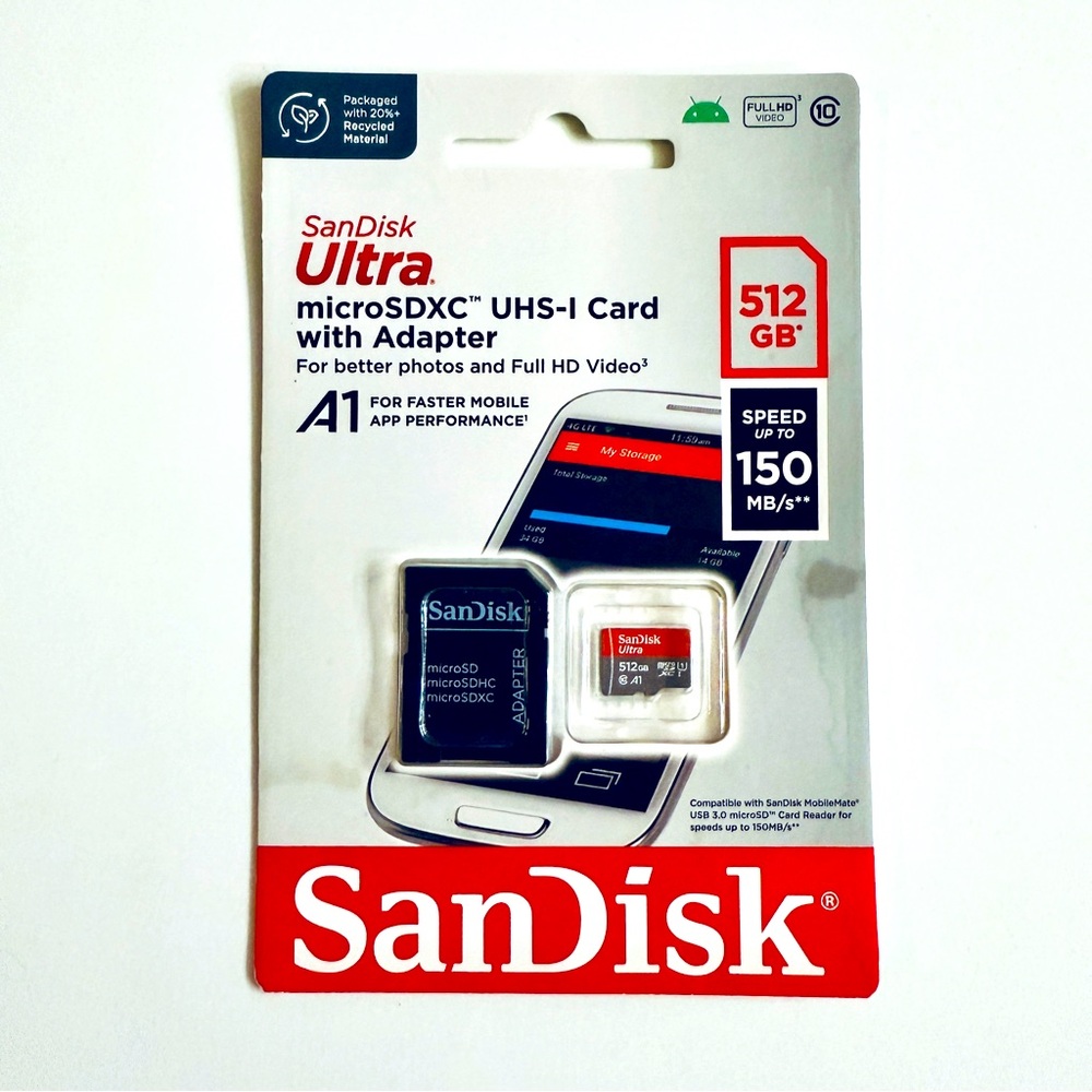 SanDisk 512GB Ultra microSDXC UHS-I Memory Card with Adapter - New NIB 512 GB